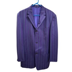 Vintage Gianni Versace Striped Blazer Medusa Gold Buttons Size 48 Purple Green